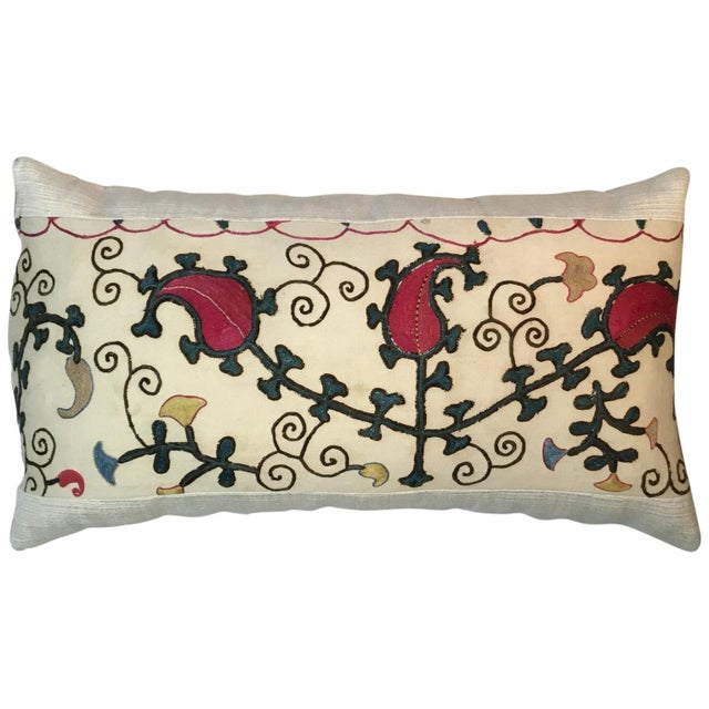 Antique Hand-Embroidered Suzani Pillow For Sale - Image 13 of 13