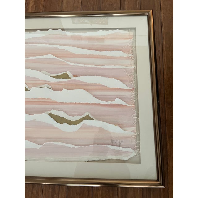 Abstract Layered Fabric Textile Framed Art in Copper Frame For Sale - Image 3 of 4