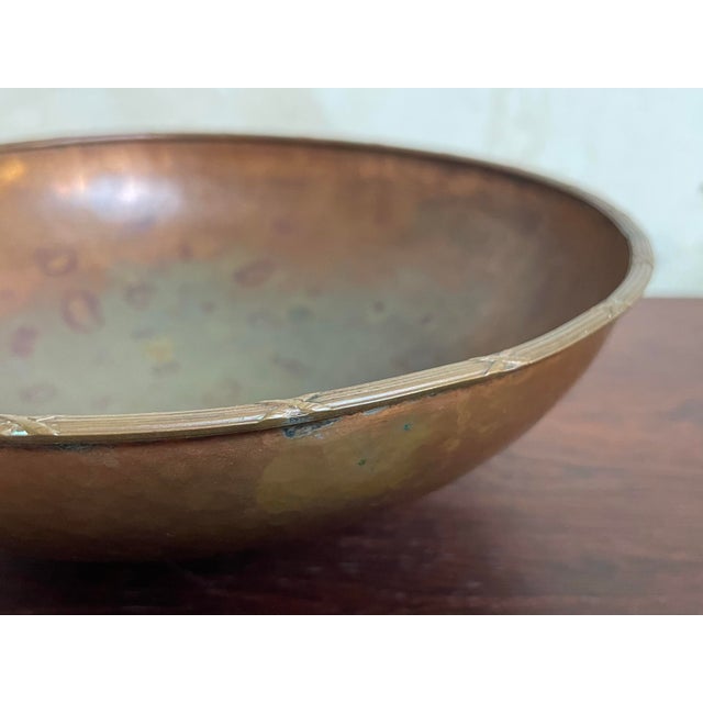Antique Arts & Crafts Copper Footed Trinket Bowl For Sale - Image 4 of 9