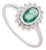 Natural Emerald Diamond Halo Art Deco Ring Size 5.5 in 14k White Gold For Sale
