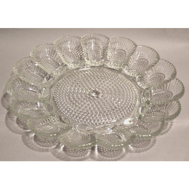 1950s Vintage Hobnail Clear Indiana Glass Egg Plate Divided Relish Tray Glass Oyster Platter For Sale - Image 12 of 12