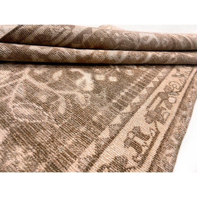 1940s Vintage Circa 1940 Taupe Malayer Pictorial Hand Knotted Runner With Birds Flying 3'7 X 9' For Sale - Image 5 of 7