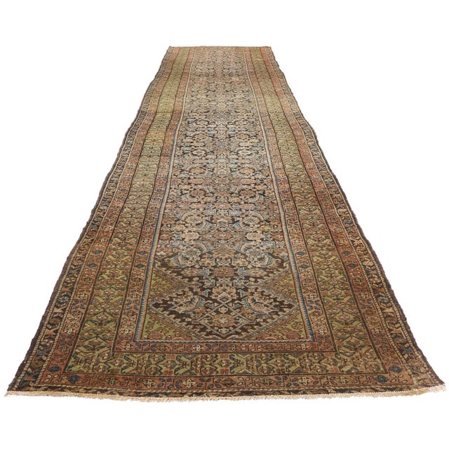 English Antique Persian Malayer Rug Runner -03'06 X 16'08 For Sale - Image 3 of 9