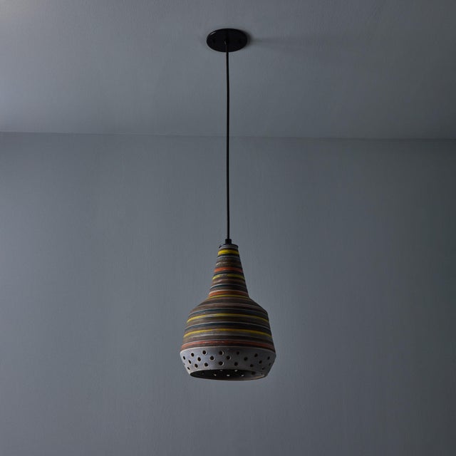 1950s 1950s Aldo Londi Ceramic Bitossi Pendant Lamp for Raymor For Sale - Image 5 of 17