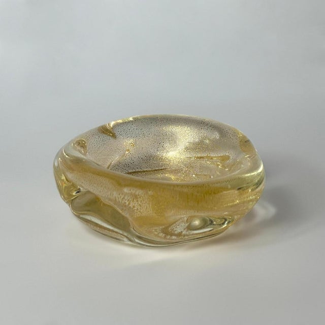 Small Murano Glass Bowl with Gold Inclusions by Archimede Seguso, Italy, 1980s For Sale - Image 9 of 10