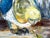 American "Mutual Admiration" Flower Mid-Century Modern Oil Painting Monterey Artist For Sale - Image 3 of 8