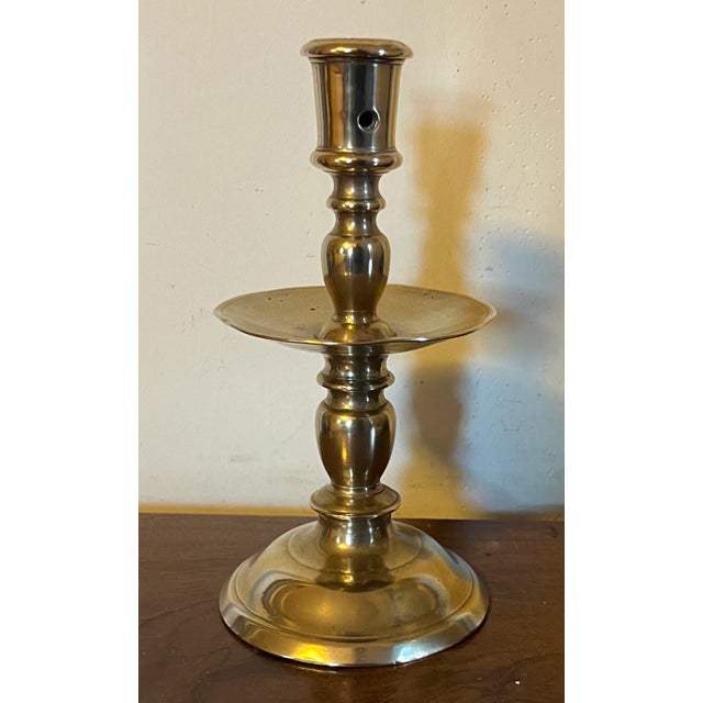 English Antique 18th Century Georgian Brass Candlestick Holder For Sale - Image 3 of 11