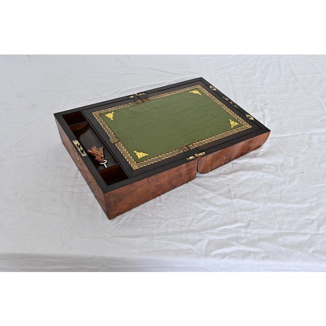 English 19th Century Burl Marquetry and Inlay Writing Box For Sale - Image 12 of 13