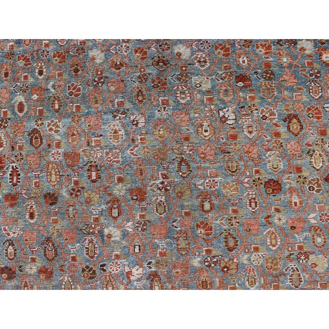 Textile Antique Persian Malayer Rug With All-Over Design in Gray, Blue, Red & Ivory 6'11 X 13'4 For Sale - Image 7 of 9
