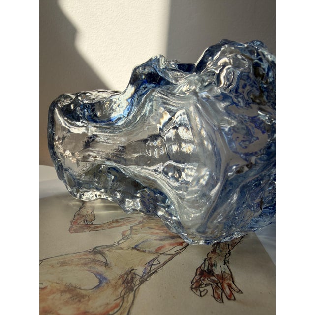 Large Brutalist Cobalt Blue Art Glass Vase by Kaj Blomqvist for Kumela, Finland, 1970s For Sale - Image 16 of 18