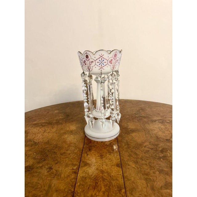 Glass Antique Victorian Glass Lustre and Glass Dome, 1880, Set of 2 For Sale - Image 7 of 10