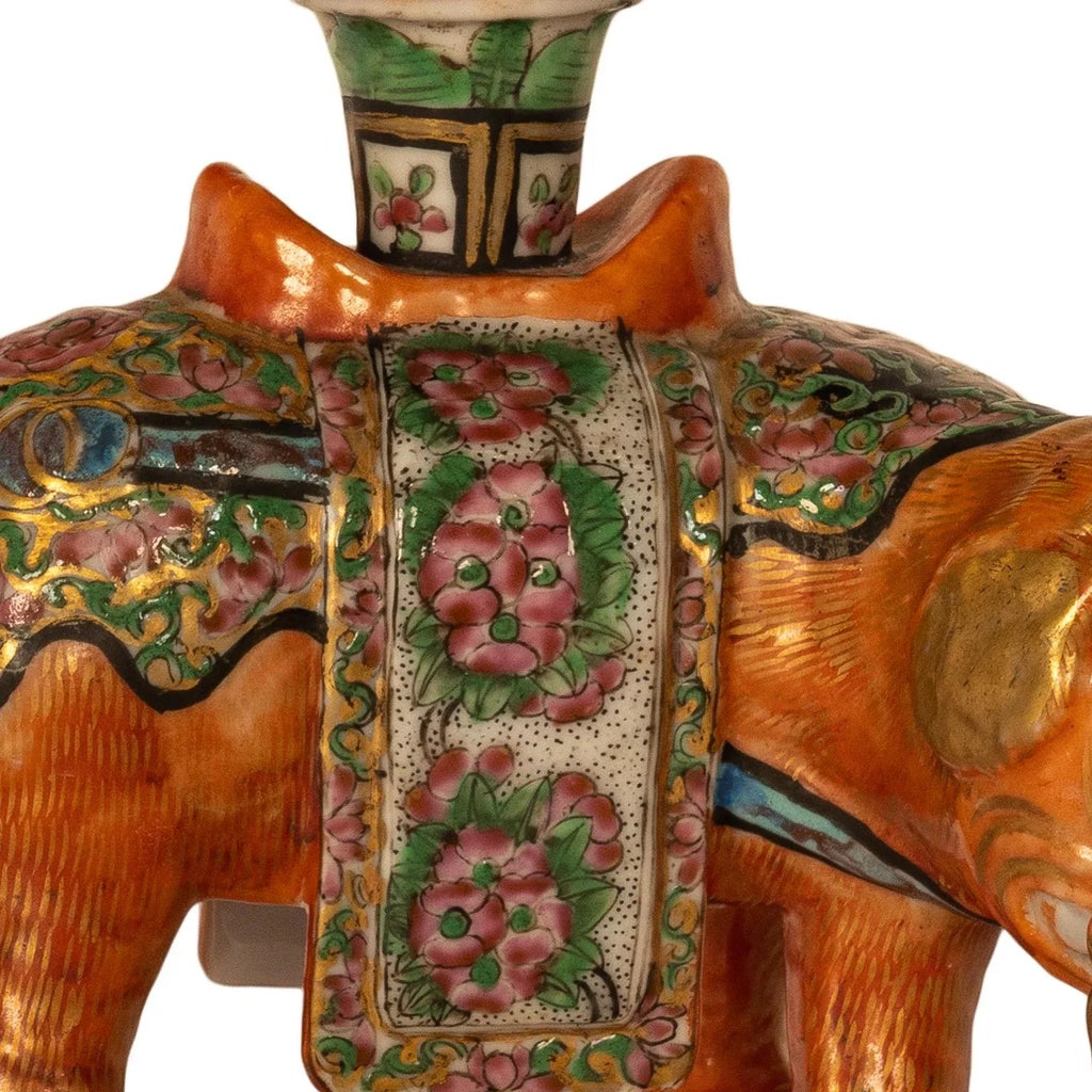 Antique Chinese Export Porcelain Canton Famille Rose Elephant