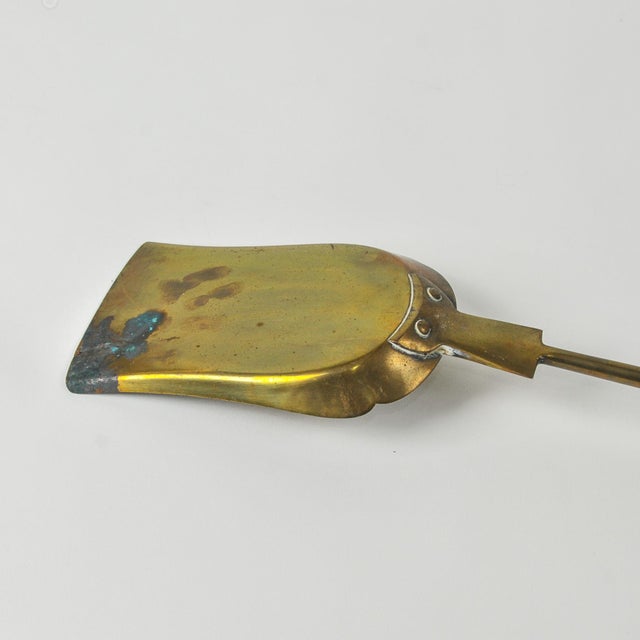 Brass Vintage Brass Fireplace Tool Set 4 Tools and Stand For Sale - Image 8 of 14