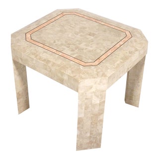 Maitland Smith Casa Bique Tessellated Stone With Brass Trim Side Table For Sale