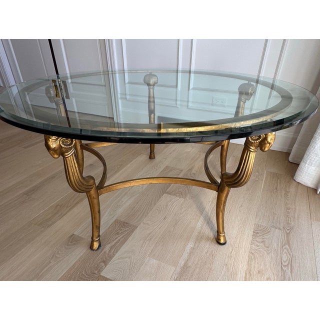 Metal 1970s Marge Carson 5-Legged Gilded Metal Cocktail Table With Original 1/2" Beveled Glass For Sale - Image 7 of 10