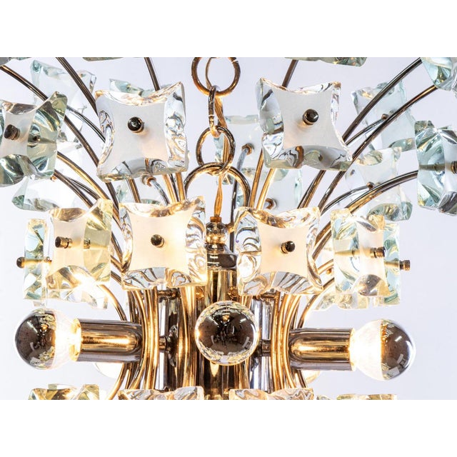 Sputnik Chandelier in Turquoise Glass & Chrome from Fontana Arte, Italy, 1970s For Sale - Image 3 of 12