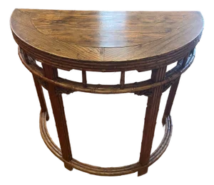 Late 19th Century Bamboo Form Demi Lune Console Table