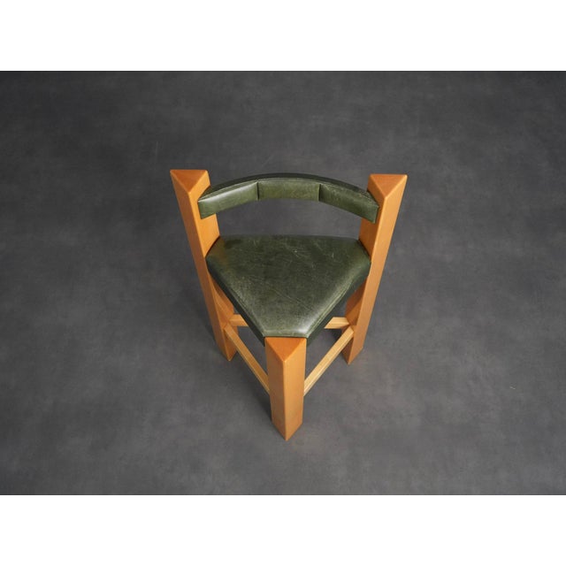 Beige Architectural Wood and Leather Bar Stools, Netherlands, 1990s, Set of 3 For Sale - Image 8 of 11