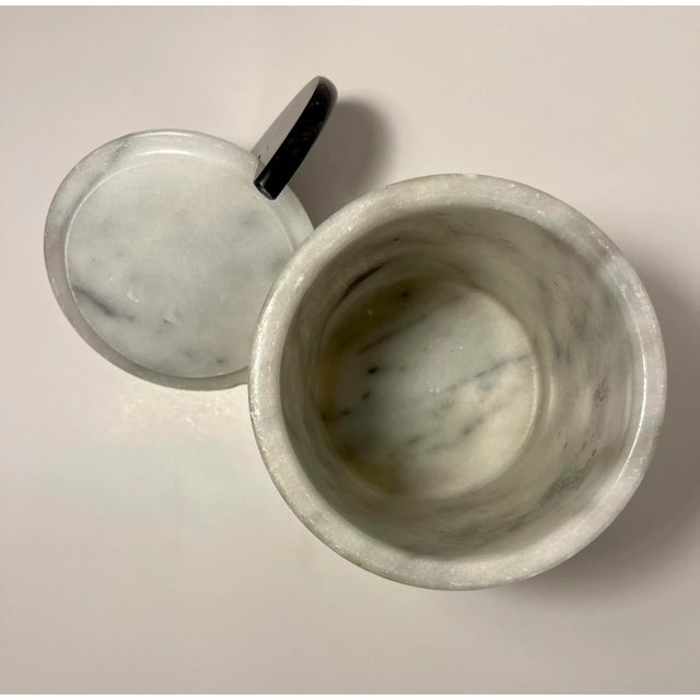 1980s Postmodern Solid White & Black Marble Lidded Canister For Sale - Image 4 of 7