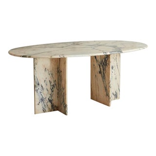 Vintage Rosa Lagoa Portuguese Honed Marble Dining Table For Sale