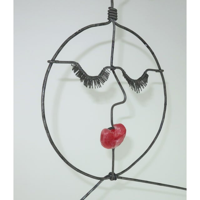 1980s Artist Made Wire Lady Hanger With Wax Lips, 1980’s For Sale - Image 5 of 12