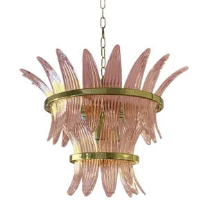 Contemporary Pink "Palmette" Murano Glass Chandelier