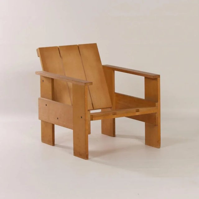 Rietveld Crate chair designed by Gerrit Thomas Rietveld in 1934 and made by Cassina, 1980s. Marked and numbered: Cassina,...