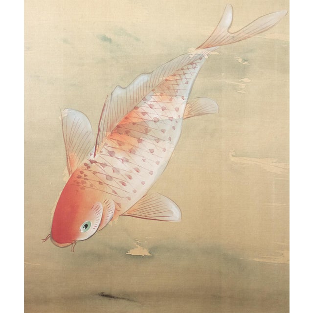 1970s Chinese Painted Screen "Carps" For Sale - Image 14 of 18
