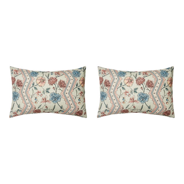 Pair of Linen Pillow Cushions - Marcel Pattern - Designed and Made in Paris For Sale