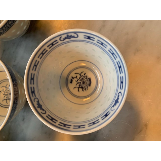 Vintage Blue & White Chinese Porcelain Tea or Sake Cups Set of 10 For Sale - Image 4 of 10