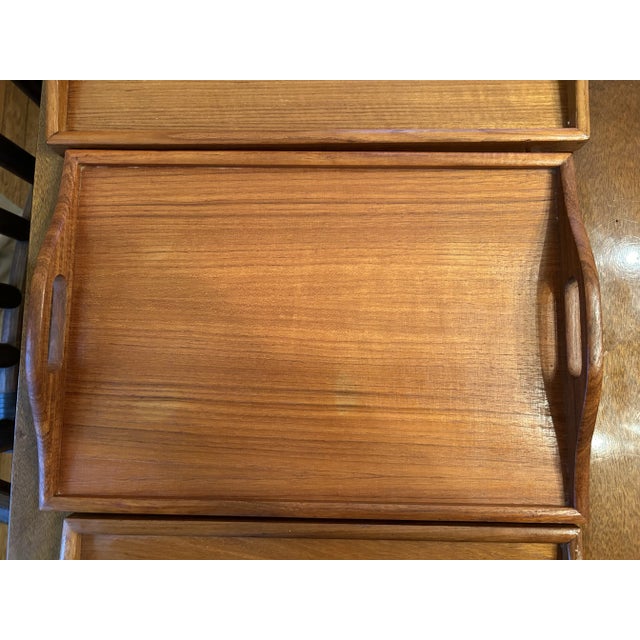 Vintage Teak Nesting Trays by Dolphin- Set of 3 For Sale - Image 4 of 7