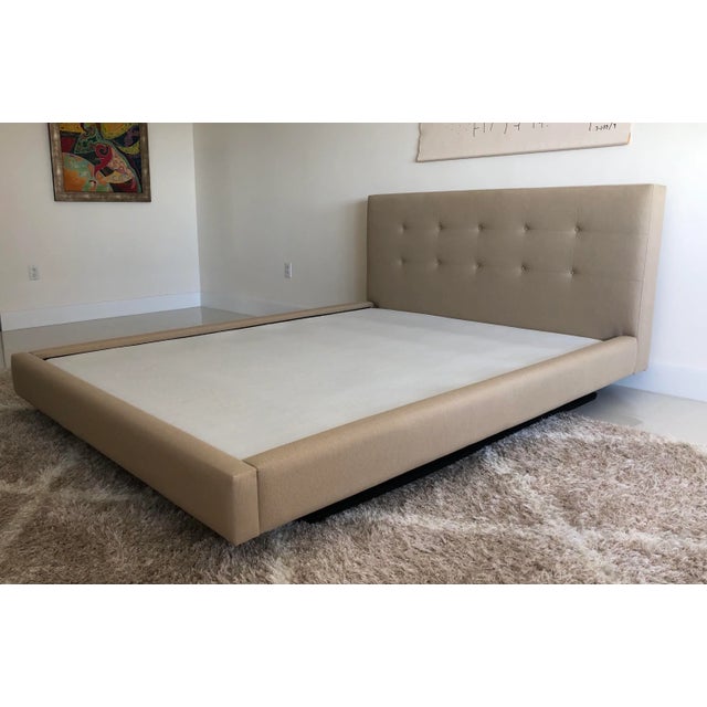 Contemporary Crate and Barrel Upholstered Queen Size Platform Bed For Sale - Image 3 of 8