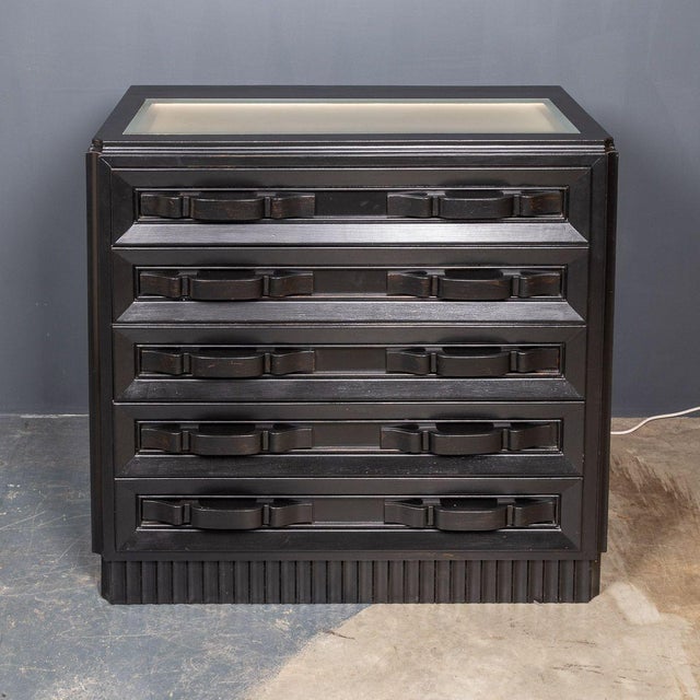 20th Century Italian Ebonised Chest of Drawers with Display Top, 1930s For Sale - Image 16 of 18