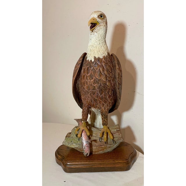 Up for sale is a wonderful vintage handmade wooden Folk Art bald eagle sculpture by G.E. Shibo. It's completely carved by...