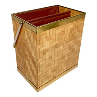 Bamboo & Brass Magazine Rack, Italy, 1970s For Sale