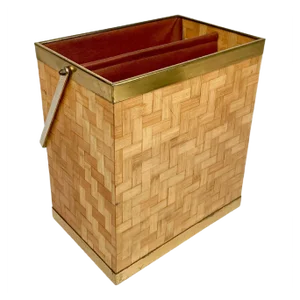 Bamboo & Brass Magazine Rack, Italy, 1970s