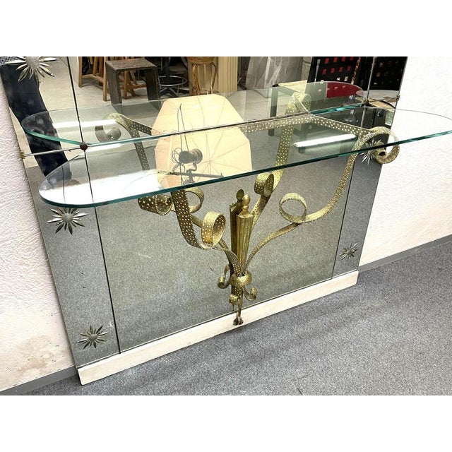1950s Mid-Century Italian Modern Mirror with Console by Pier Luigi Colli for Cristal Arte, Set of 2 For Sale - Image 5 of 18