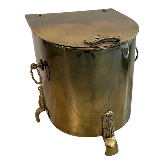 Antique Brass Plated Coal Hod with Insert For Sale