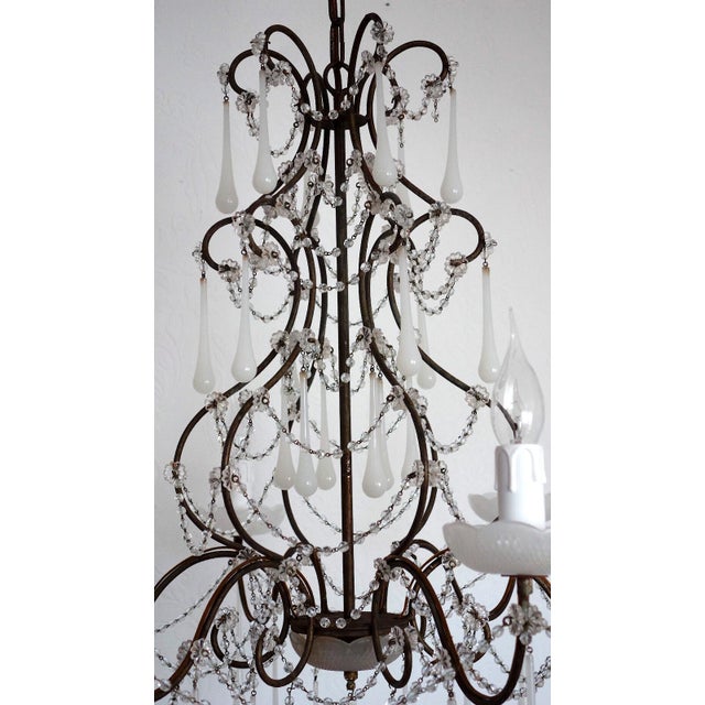 1950s Metal and Murano Glass Six-Light Drop Chandelier, 1950s For Sale - Image 5 of 11
