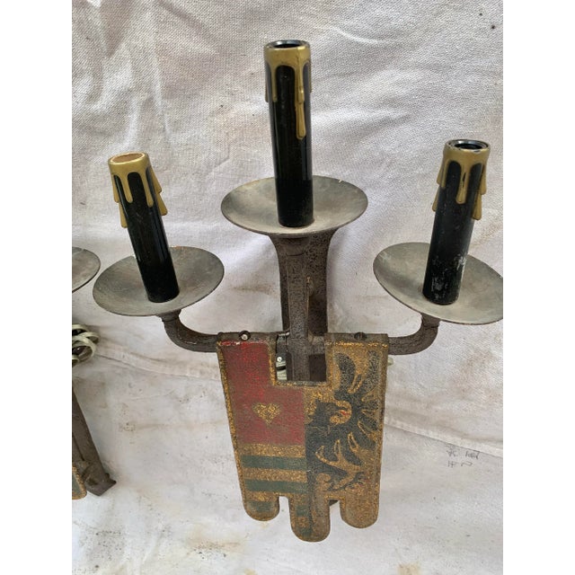 Late 19th Century English Iron Sconces - a Pair For Sale - Image 4 of 12