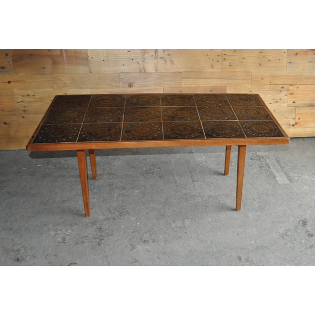 Brown Danish Teak and Ceramic Tile Coffee Table, 1960s For Sale - Image 8 of 8