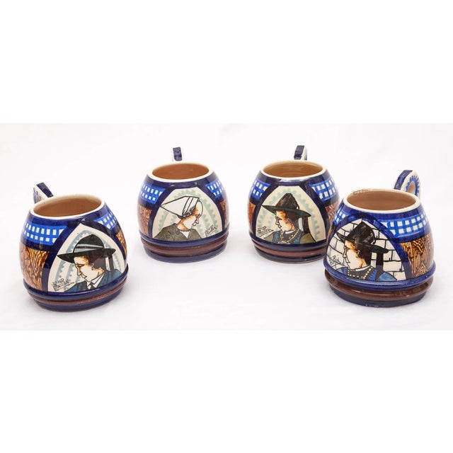 Quimper Coffee Service by Paul Fouillen, 1940s, Set of 11 For Sale - Image 9 of 11