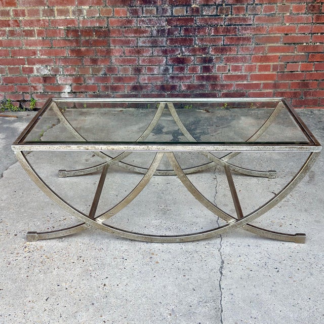 Early 21st Century Contemporary Hollywood Regency Silver Leafed Coffee Table - Uttermost Attributed For Sale - Image 5 of 16