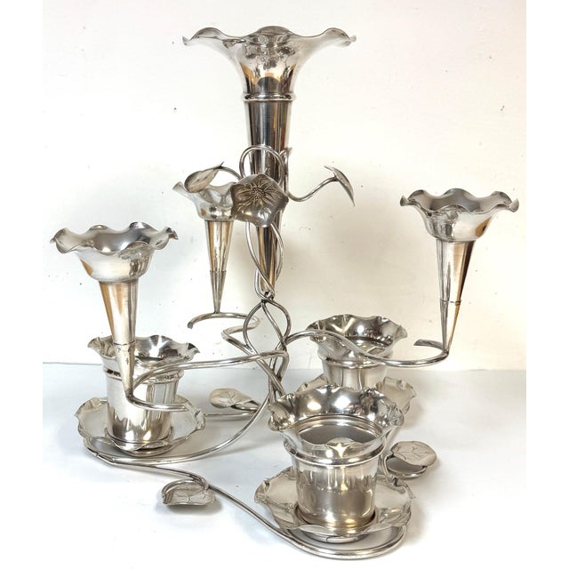 1900 - 1909 English Edwardian Silver-Plated Epergne by Copper & Fry, 11 -Pieces, Circa 1900 For Sale - Image 5 of 18