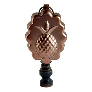 Pineapple Copper Mold Lamp Finial on Bronze Hardware For Sale
