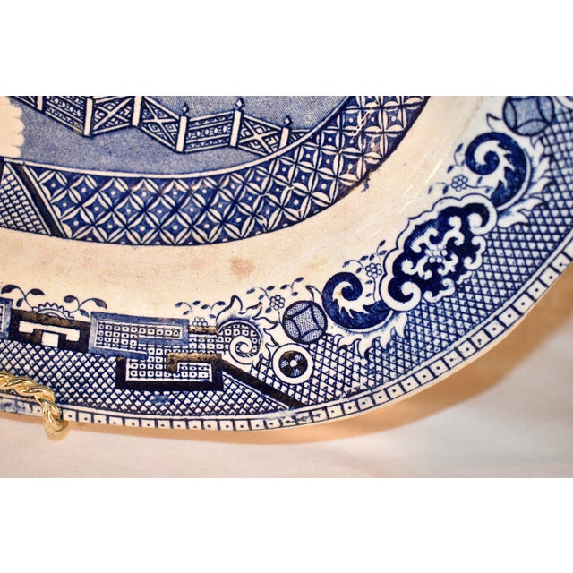 19th Century Blue Willow Stone China Platter For Sale - Image 4 of 11