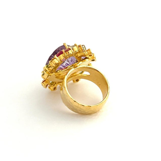 Not Yet Made - Made To Order Bochic Candy Cocktail Multi Gem Ring Set in 18k Gold & Silver Size 4.5 For Sale - Image 5 of 6