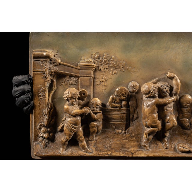 Neoclassical Neoclassical Bronze-Finished Relief Plaque of Putti at Play For Sale - Image 3 of 5