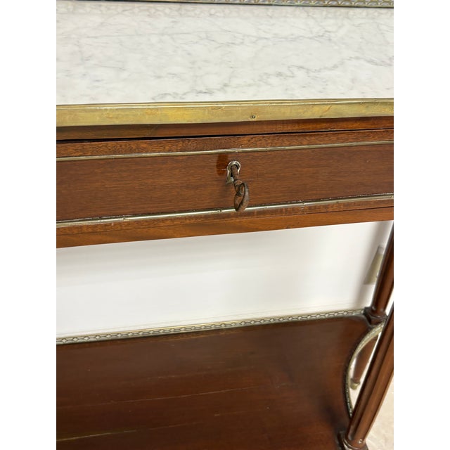 French 19th Century French Louis XVI Style Mahogany and Marble Console Table For Sale - Image 3 of 12