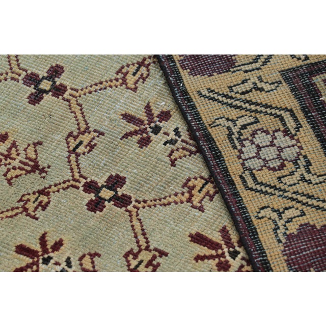 Blue Antique Agra Square Rug in Blue and Green With Floral Patterns | Rug & Kilim For Sale - Image 8 of 8